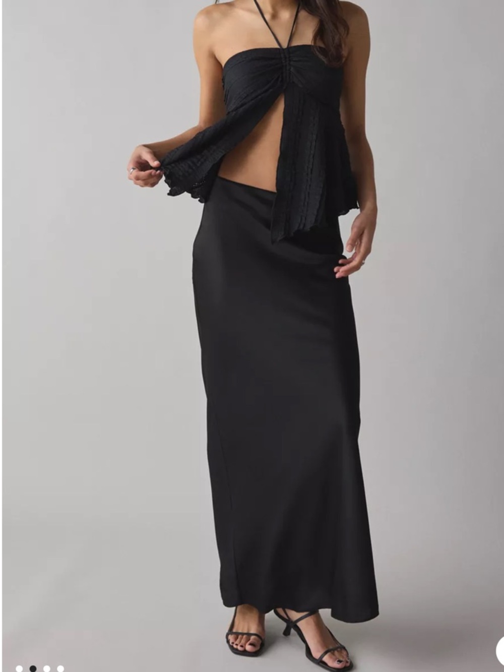 Urban Outfitters Black Lacey Eloise Convertible Tie Split Front Tube Top